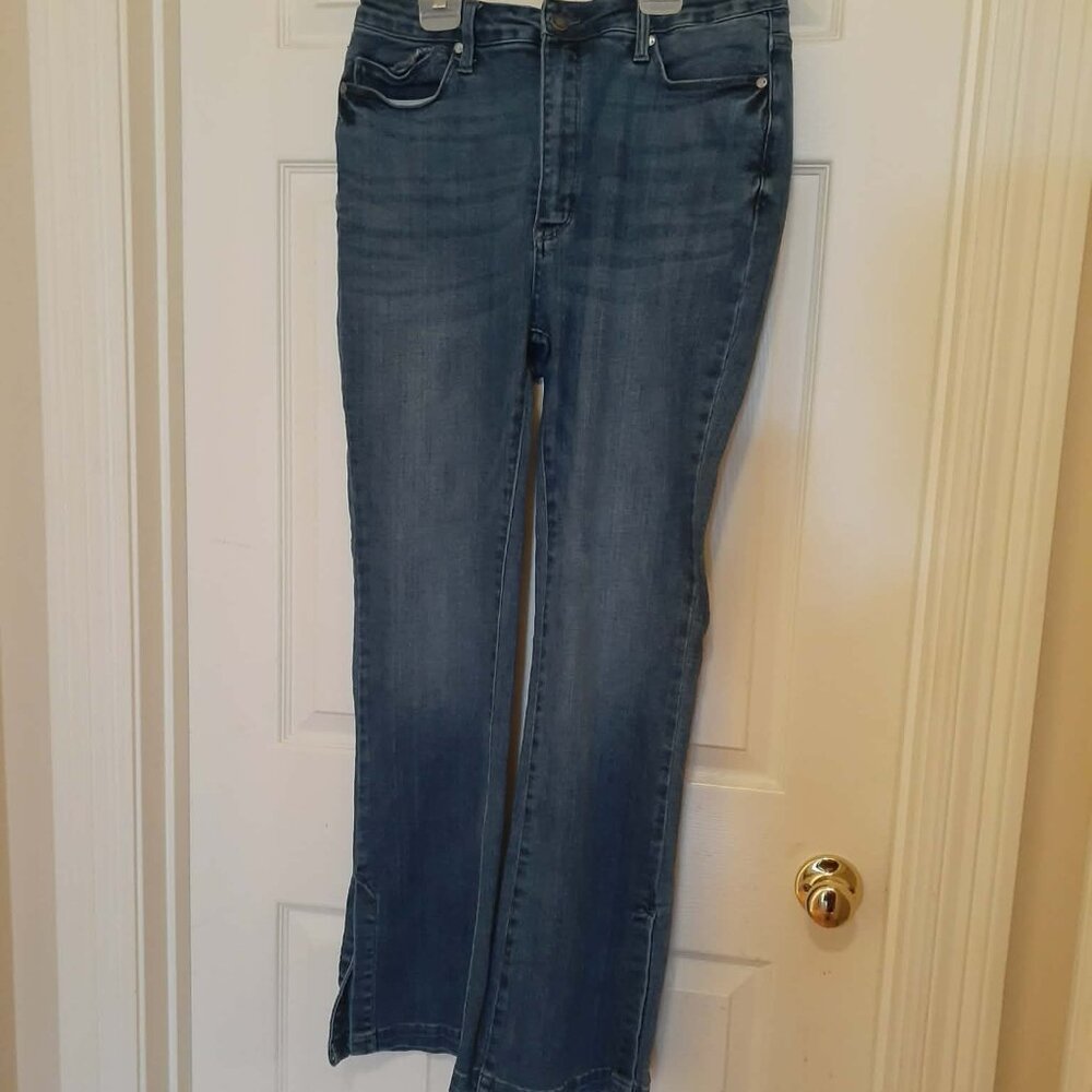 JUDY BLUE Hi Rise Tummy Control Slim Boot Cut Jeans w/ Side Slit - Picture 9 of 10